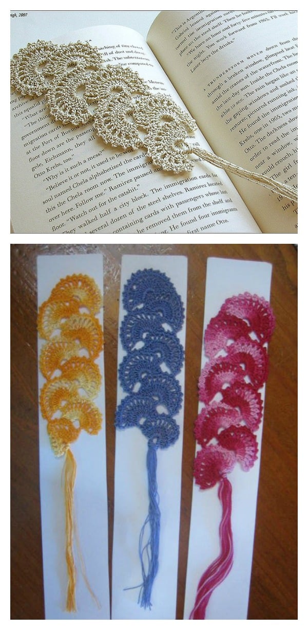 Crochet Shell Stitch Fan Bookmark Free Pattern