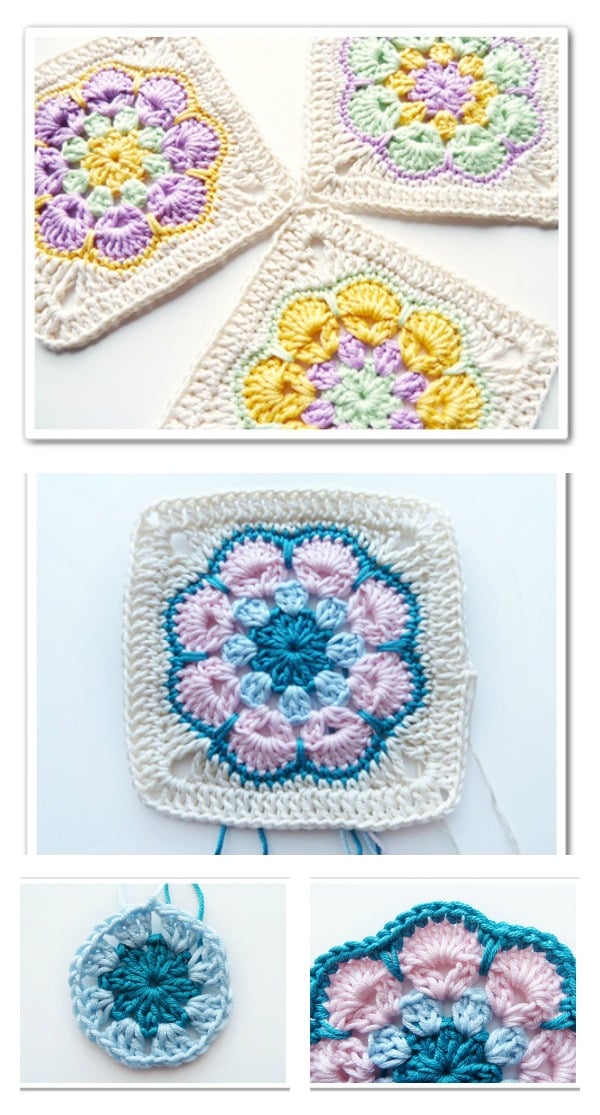 Crochet Spike Stitch African Flower Square Free Pattern