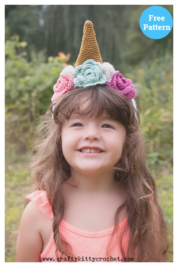 Floral Unicorn Headband Free Crochet Pattern