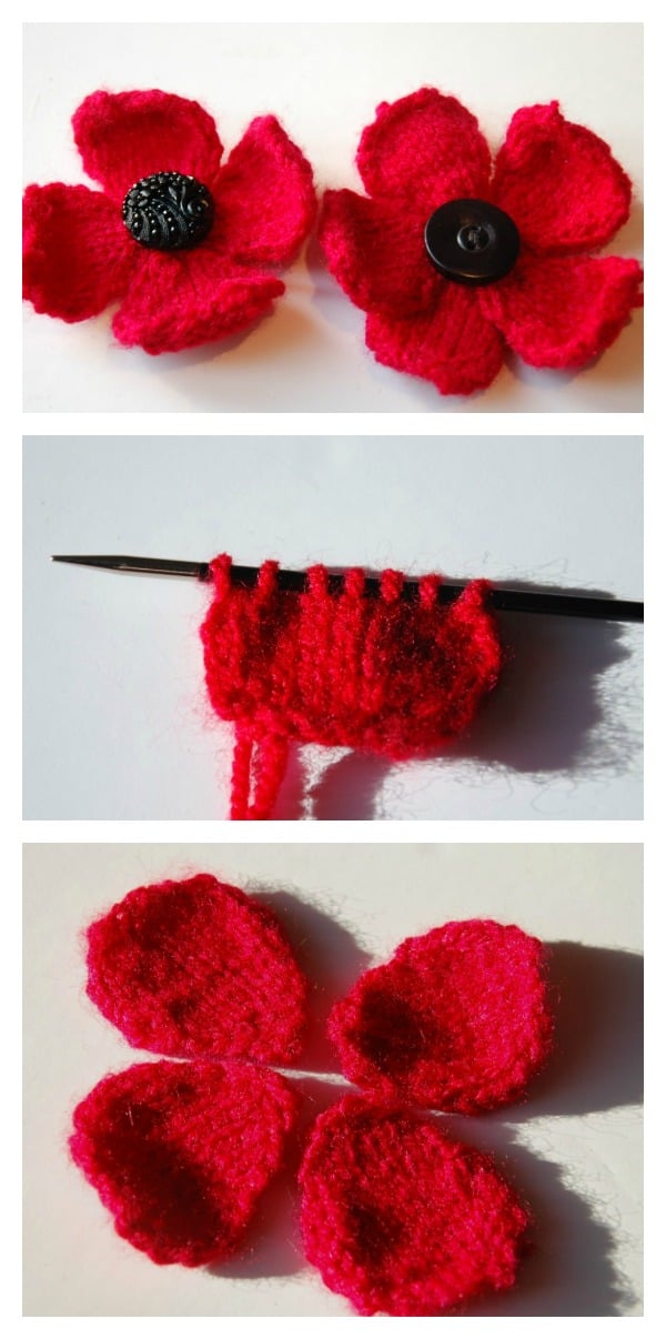 Free Poppy Flower Knitting Pattern