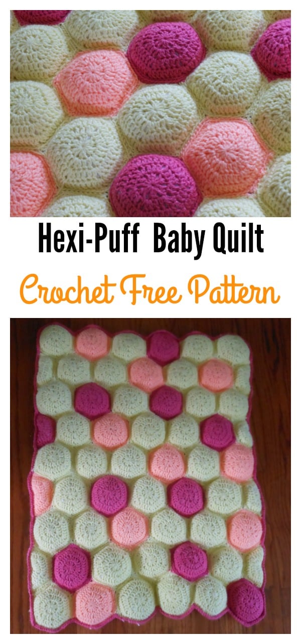 Hexi-Puff Crochet Baby Quilt Free Pattern