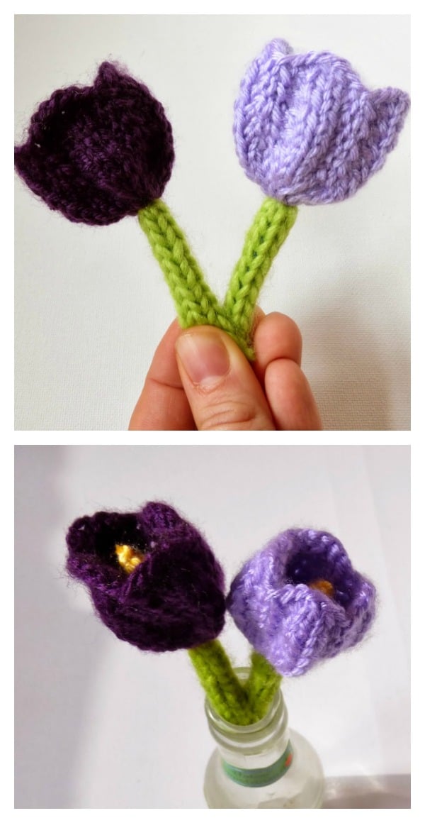 Knitted Crocuses Flower Free Pattern