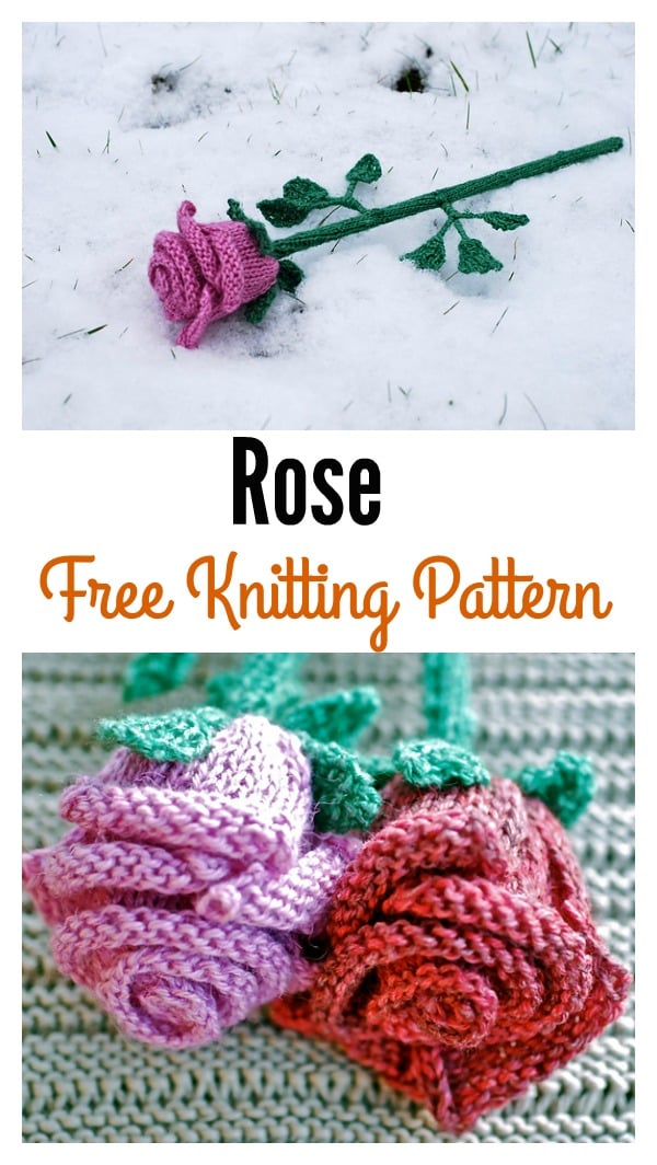 Rose Flower Free Knitting Pattern