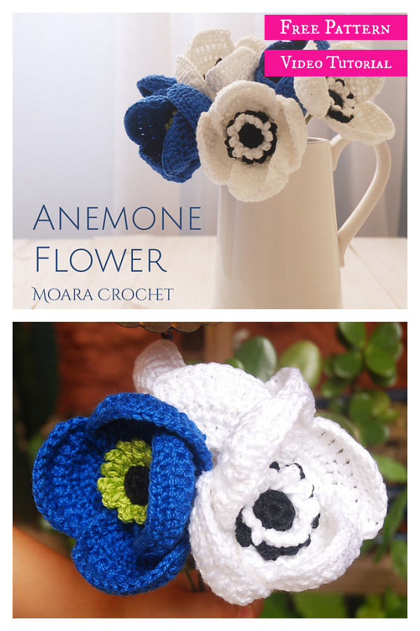 Anemone Flower Free Crochet Pattern and Video Tutorial