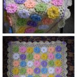 Crochet 3D Flower Granny Square Baby Blanket