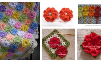 Crochet 3D Flower Granny Square Baby Blanket