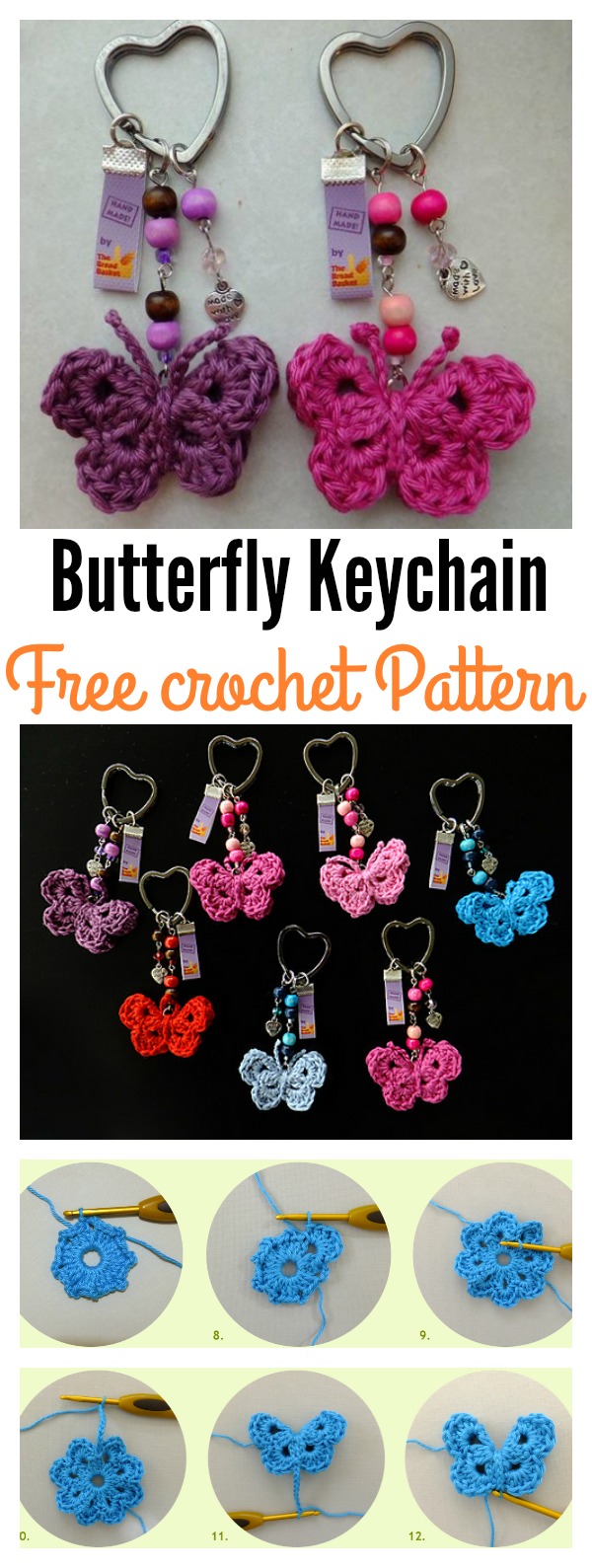 Crochet Butterfly Keychain Free Pattern