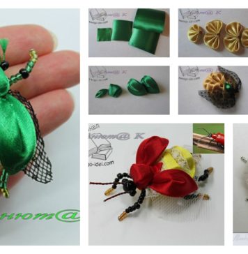 DIY Unique Kanzashi Beetle Made From Satin Ribbon