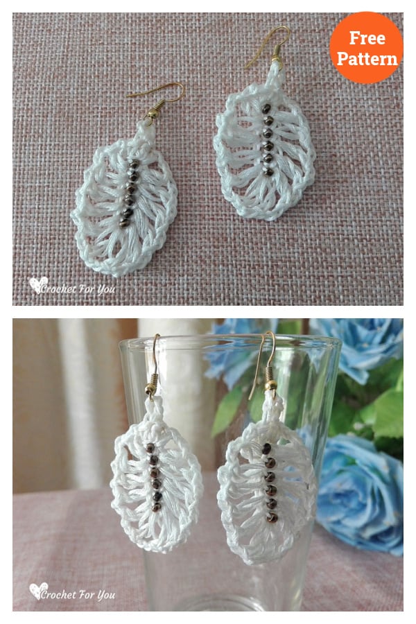 Feather Earrings Free Crochet Pattern