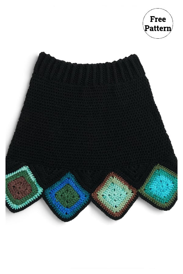 Granny Square Skirt Free Crochet Pattern