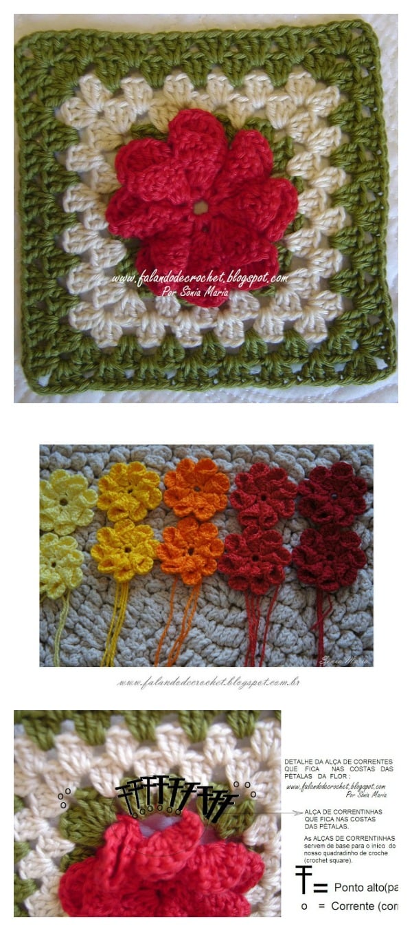 How to Crochet 3D Flower Granny Square 