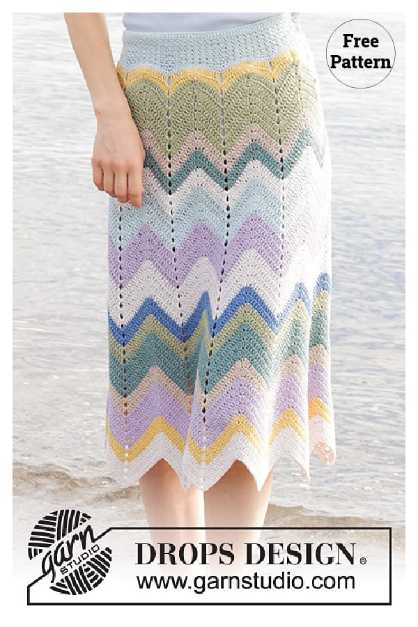 Reflections of Aurora Zigzag and Stripes Skirt Free Crochet Pattern