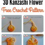 3D Kanzashi Flower Free Crochet Pattern