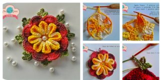 Crochet 3D Kanzashi Flower Free Pattern