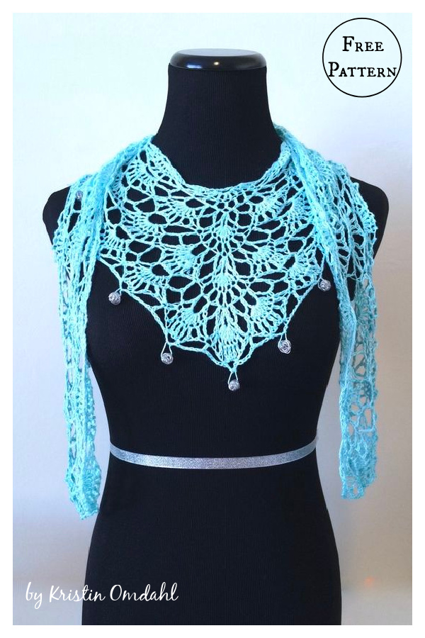 Caribbean Turquoise Necklace Scarf Free Crochet Pattern 