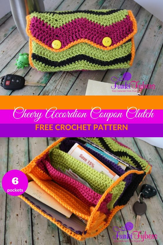  Coupon Clutch with 6 Pockets Free Crochet Pattern