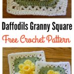 Free 3D Daffodils Granny Square Crochet Pattern