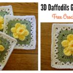 Free 3D Daffodils Granny Square Crochet Pattern