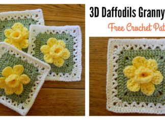 Free 3D Daffodils Granny Square Crochet Pattern