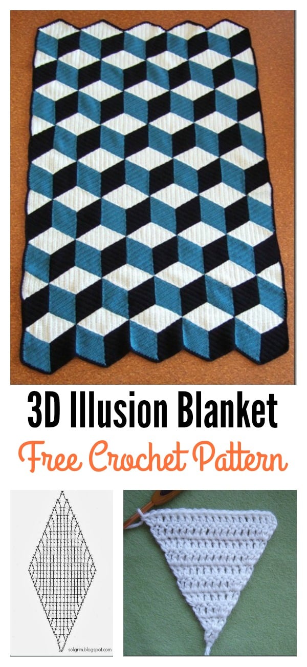 Free 3D Illusion Diamond Blanket Crochet Pattern