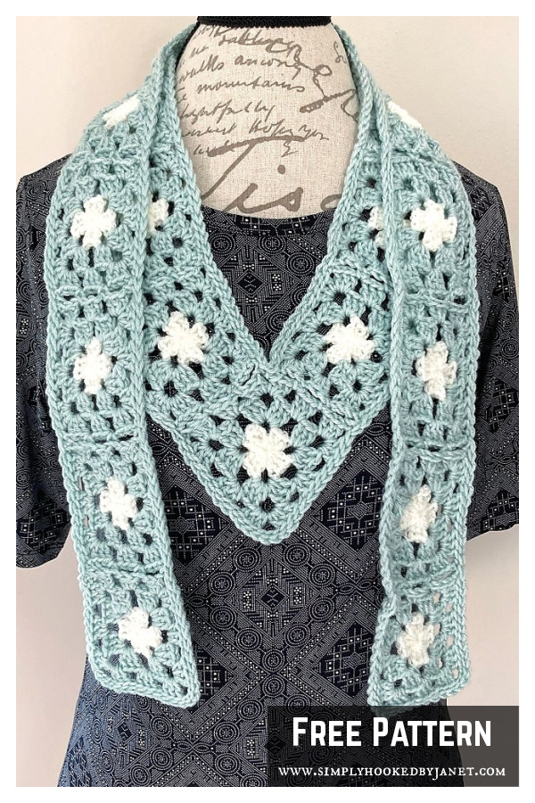 Granny Square V Scarf Free Crochet Pattern
