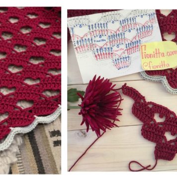 Lacy Crochet Shawl Pattern with Hearts Video Tutorial