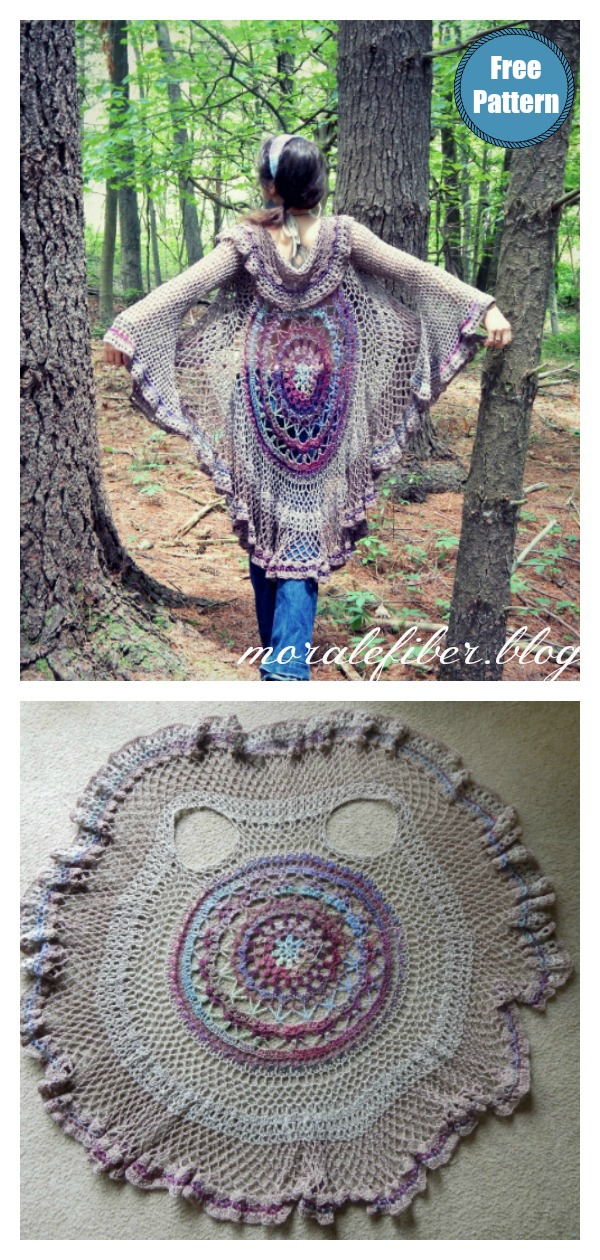Mandala Duster Circle Jacket Free Crochet Pattern