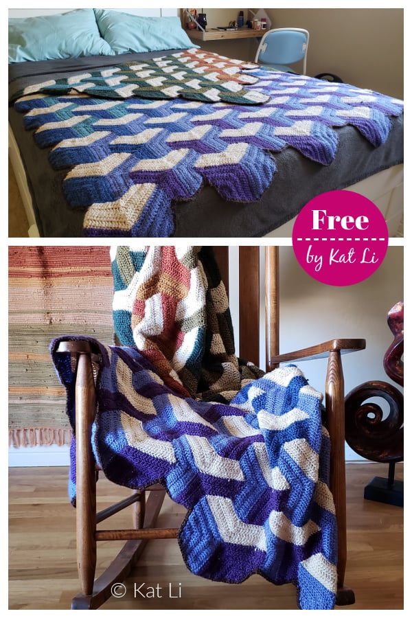 Tumbling Blocks Blanket Free Crochet Pattern