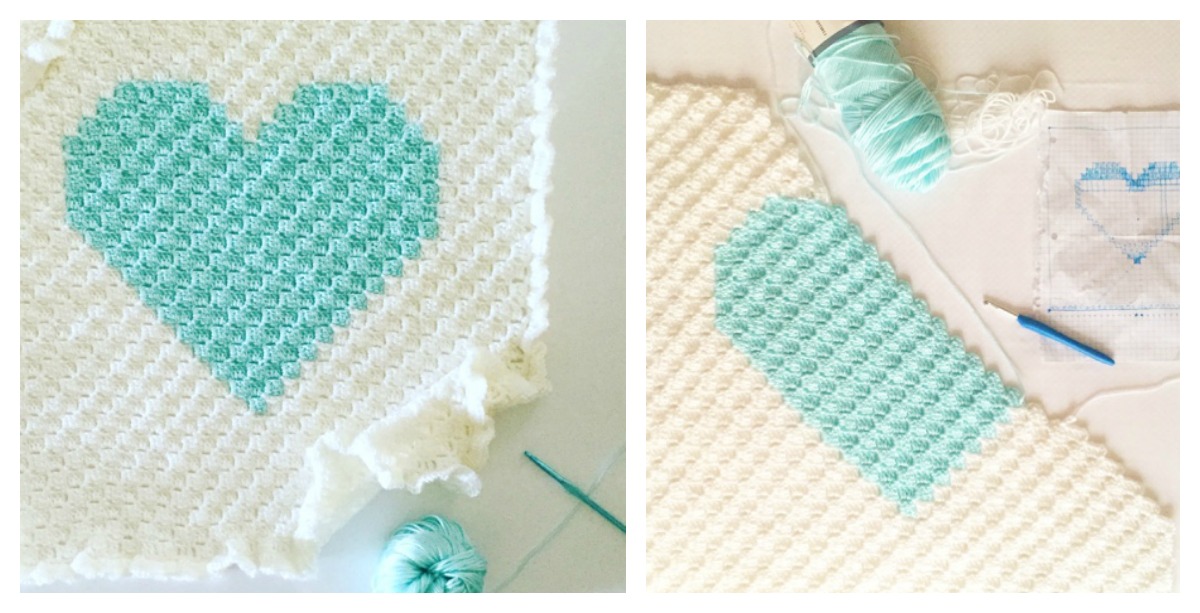 Download Corner to Corner Heart Blanket Free Crochet Pattern