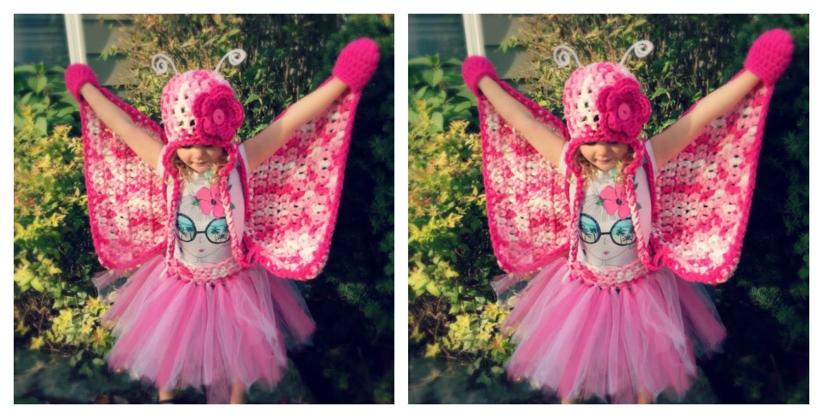 Crochet Butterfly  Costume  Free Pattern for Little Girl  and 