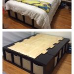 diy platform bed made from storage shelves