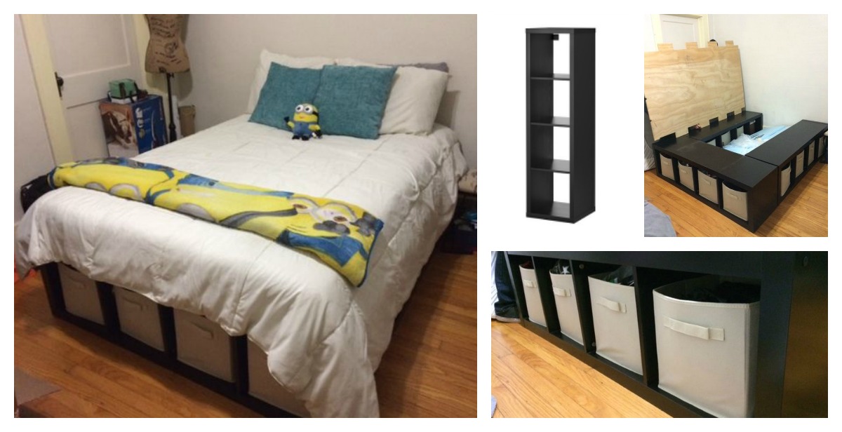 DIY Platform Bed Made From Storage Shelves