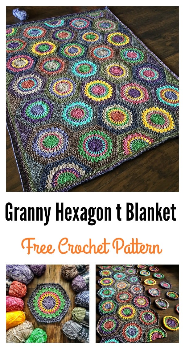 Free Granny Hexagon Burst Crochet Blanket Pattern 