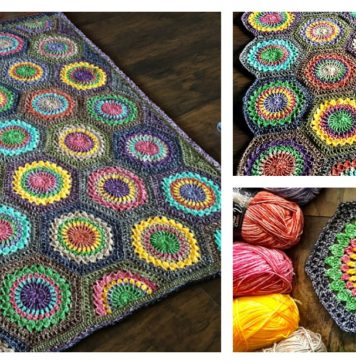 Free Granny Hexagon Burst Crochet Blanket Pattern