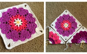 Heart Mandala Square Free Crochet Pattern