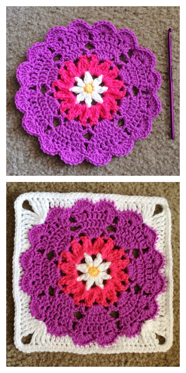 Heart Mandala Square Free Crochet Pattern