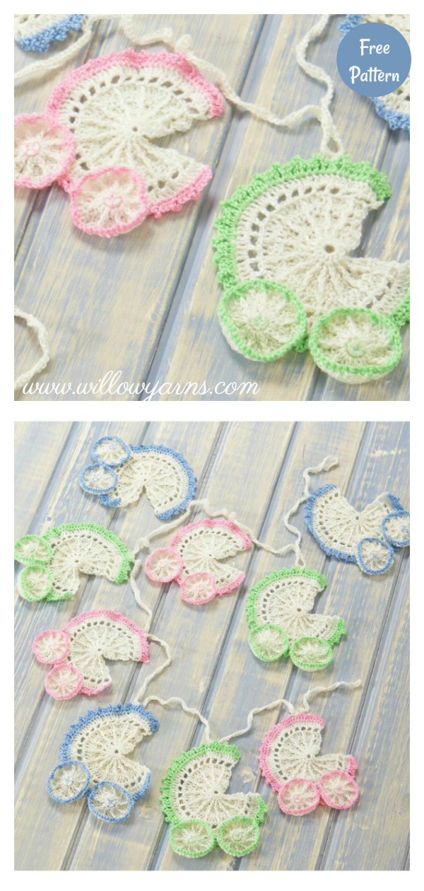 Baby Carriage Garland Free Crochet Pattern