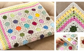 Cluster Burst Afghan Blanket Free Crochet Pattern