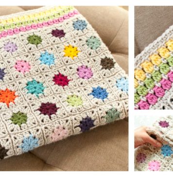 Cluster Burst Afghan Blanket Free Crochet Pattern