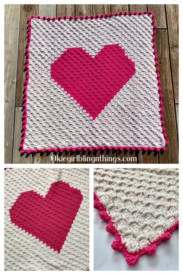 Corner to Corner Heart Blanket Free Crochet Pattern 