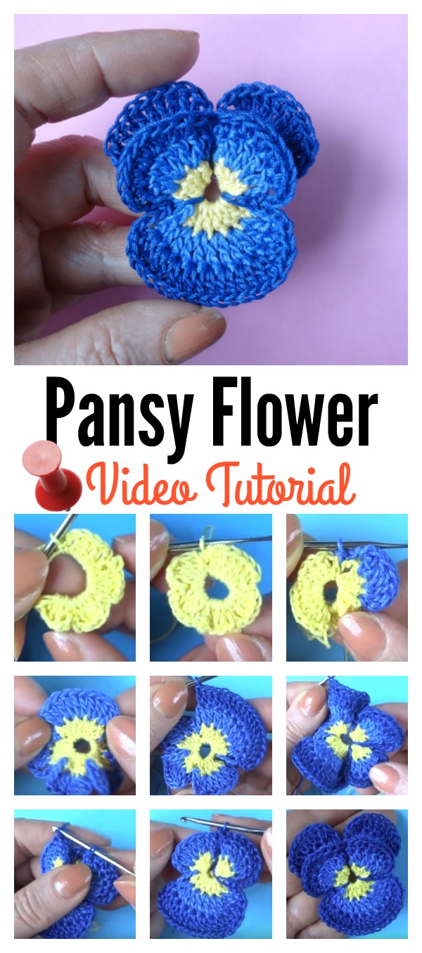 Crochet Pansy Flower Video Tutorial