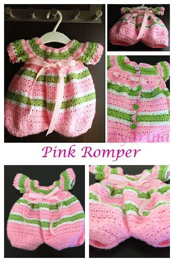 Crochet Pink Lollipop Romper Free Pattern 