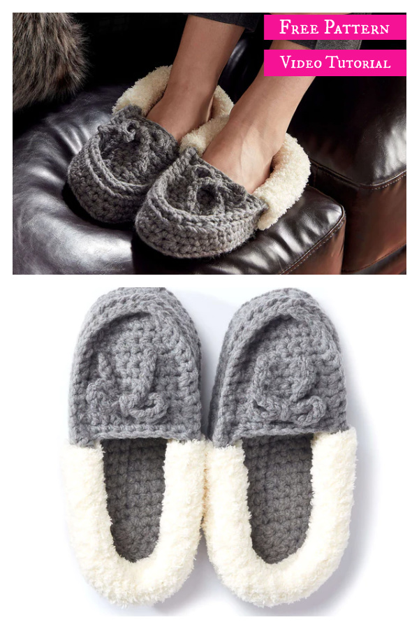 Family Moccasins Slippers Free Crochet Pattern and Video Tutorial 