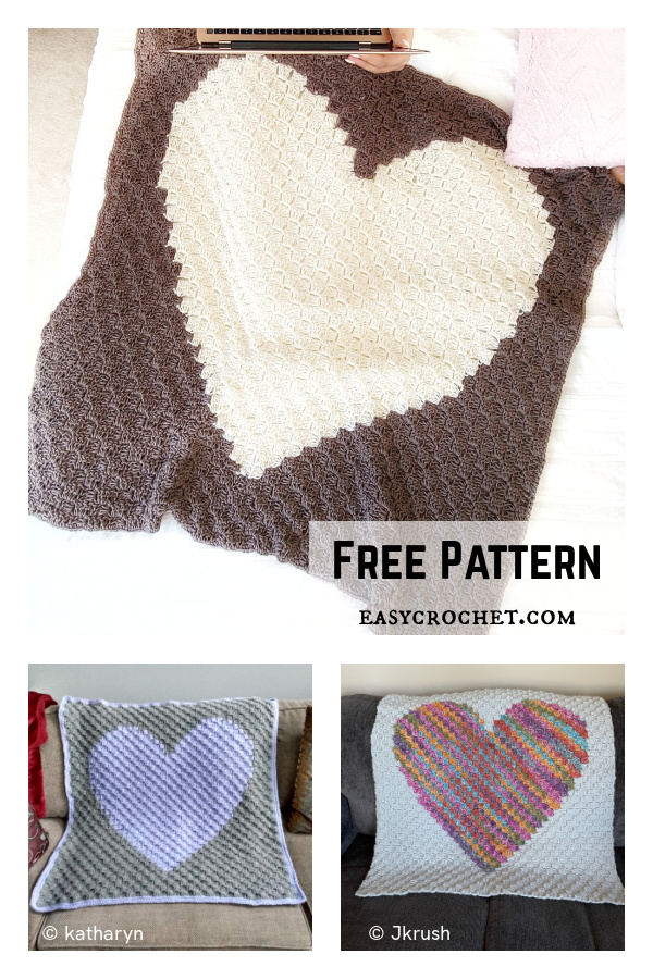 Heart C2C Baby Blanket Free Crochet Pattern