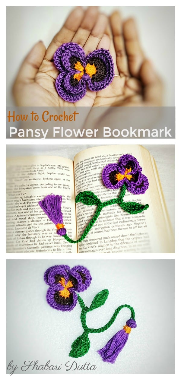 How to Crochet Pansy Flower Bookmark