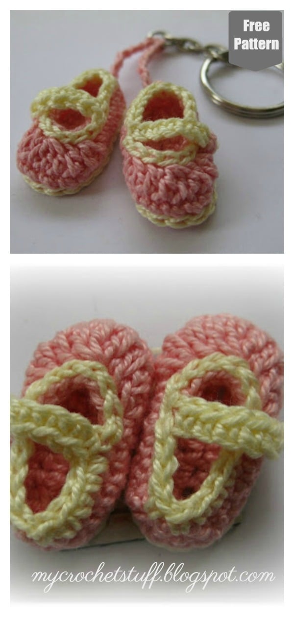 Mini Booties Keychain Free Crochet Pattern