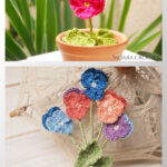 Pansy Flower Free Crochet Pattern and Video Tutorial