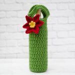 Poinsettia Wine Cozy Free Crochet Pattern