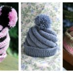 Swirled Ski Cap with Pom Pom Free Knitting Pattern