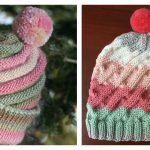 Swirled Ski Cap with Pom Pom Free Knitting Pattern